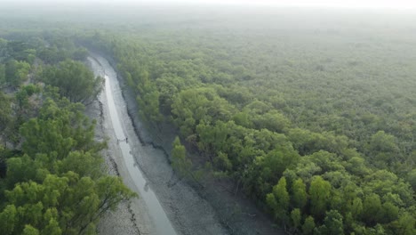 Vista-Aérea-De-Sundarban,-Que-Es-Uno-De-Los-Bosques-De-Reserva-De-Tigres-Más-Grandes-De-Asia.