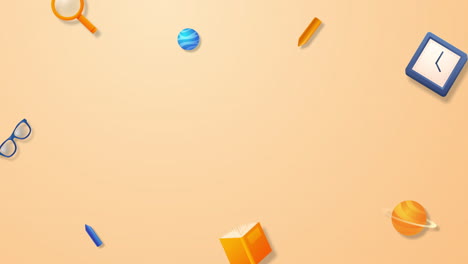 Back-to-school-3D-elements-Animation-icons-popping-up-to-add-text-in-the-center---orange-background