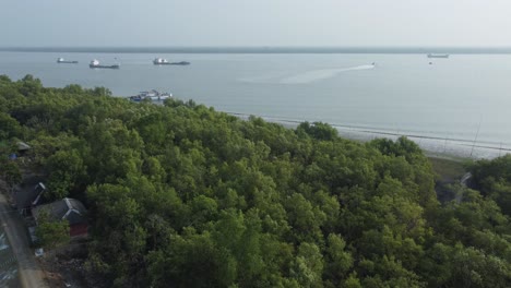 Ariel-view-shot-of-Sundarban,-which-is-one-of-the-biggest-tiger-reserve-forest-in-Asia