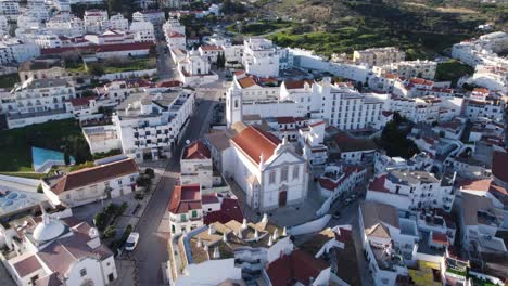 Albufeira-Old-Town-Aerial,-Whitewashed-Charm,-Algarve-Portugal