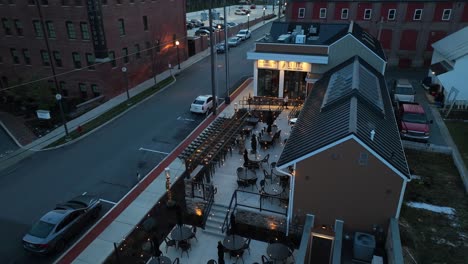 Outdoor-seating-at-quaint-coffee-shop-in-small-town-USA