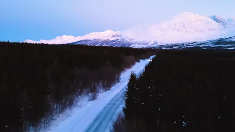 Aerial-View-Of-Beautiful-Landscape-Of-Lyngen-Alps,-Norway