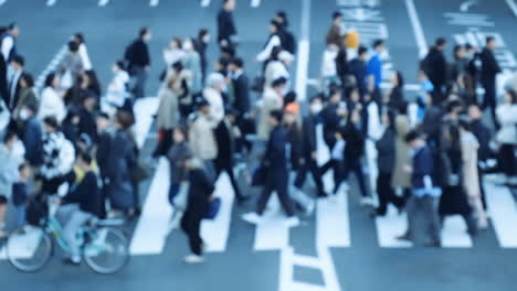 Blurred-view-crowd-of-people-on-the-street-of-Shibuya-scramble-to-cross