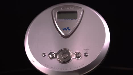 Vintage-Sony-Discman,-Portable-CD-and-Mp3-Player-From-1990s,-Close-Up-Full-Frame