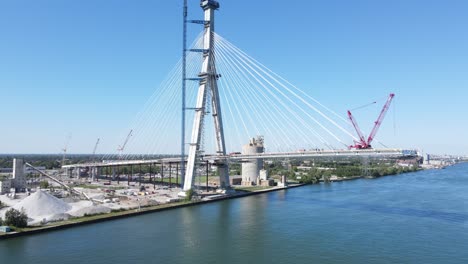 Gordie-Howe-international-bridge,-new-International-Trade-Crossing-between-USA-and-Canada-under-construction