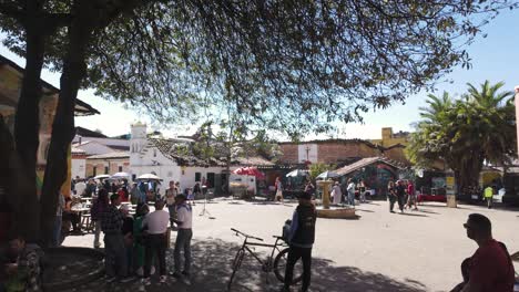 La-Candelaria\'s-Chorro-De-Quevedo,-Lively-Historical-Plaza-In-Bogotá,-Colombia