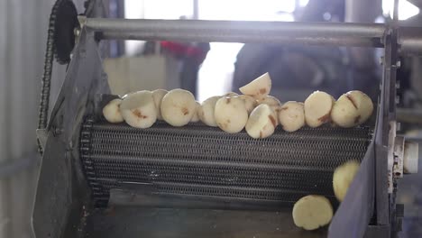 pov-shot-close-up-seen-Potatoes-washed-Potatoes-washed-in-rice-water-going-into-the-chips-process