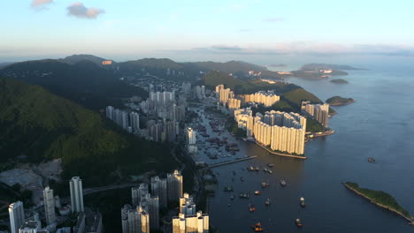 Aberdeen-typhoon-shelter-on-a-clear-day---wide-angle-aerial-shot