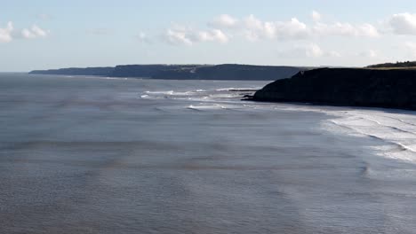 Aerial-of-Scarborough-south-bay-coastline-on-a-winter-day