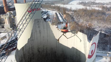 Dismantling-Power-Plant-Trebovice-Cooling-Tower-During-Winter-In-Czech-Republic