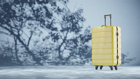 3d-rendering-animation-luggage-suitcase-with-tree-leaf-in-blue-background-shade-travel-concept-holiday-season