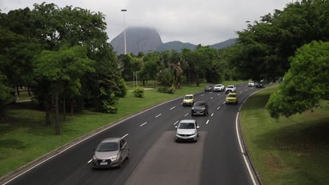 Busy-Rio-de-Janerio-highway-full-of-speeding-vehicles-and-commuters