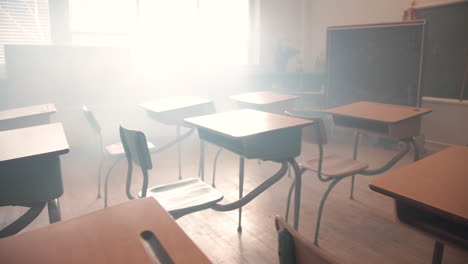 Iconic-classroom-establishing-shot-with-desks-and-chalk-board