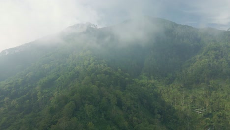 Luz-Del-Sol-Sobre-El-Bosque-De-Montañas-Envuelto-En-Niebla