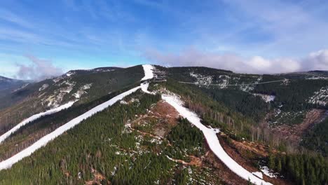 Aerial-landscape-over-Dolni-Morava-sky-walk-and-sky-bridge-constructions