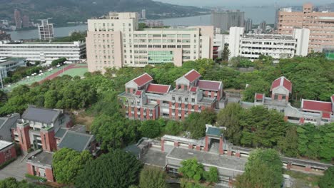 Drone-View-of-Taipei-National-University-of-the-Arts,-Taipei,-Taiwan
