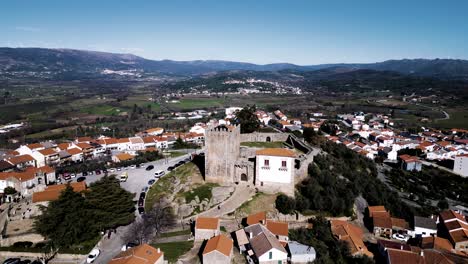 Aerial-panoramic-View-of-Belmonte-Castle,-Portugal