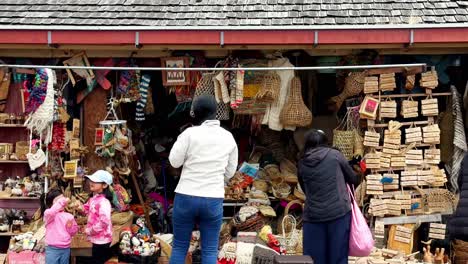 Panning-View-Of-Popular-Gifts-And-Handicraft-Market,-Dalcahue-Chiloe