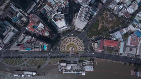 Saigon-Vietnam-traffic-roundabout-top-down-aerial-hyperlapse
