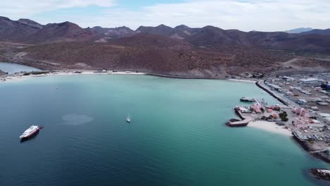 Playa-Pichilingue-Beach-And-Puerto-Marquez-Port,-Baja-California,-La-Paz-In-Mexico