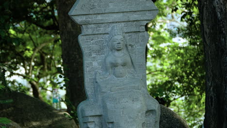 Stone-divine-statues-of-ancient-Vietnamese-culture,-located-near-the-Po-Nagar-temple-complex-in-the-city-of-Nha-Trang,-Vietnam