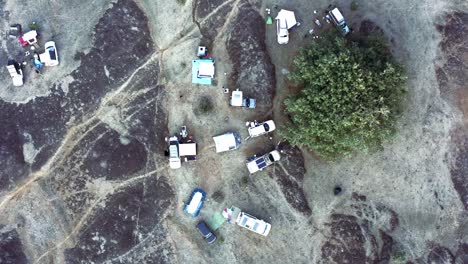 Drone-Footage-of-a-camping-Ground-with-campers-in-Madhya-Pradesh,-India