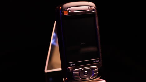 Orange-SPV-M3100-Vintage-Cellular-Mobile-Phone,-HTC-Model-For-French-Market,-Close-Up