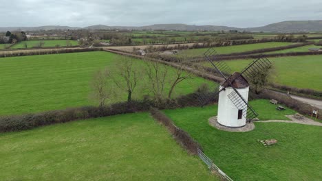 An-aerial-view-of-Ashton-Mill-in-Somerset-on-a-cloudy-day