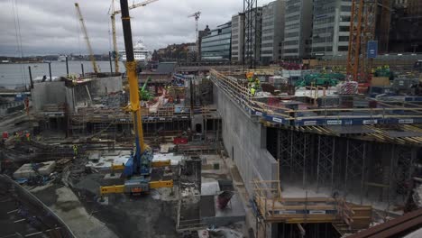 Gran-Zona-De-Construcción-Urbana-En-Slussen-En-Estocolmo,-Suecia