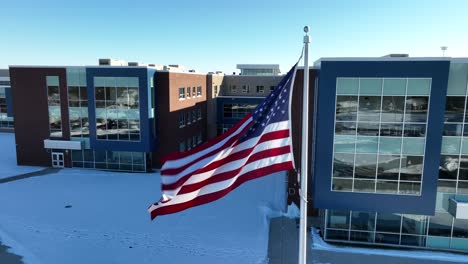 Aerial-close-up-of-an-American-flag