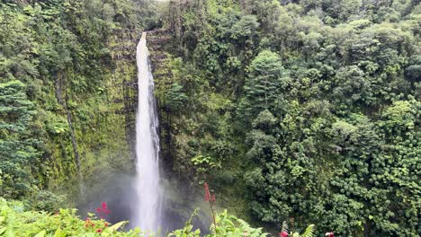 Wide-shot-of-a-waterfall-on-Hawaii's-Big-Island