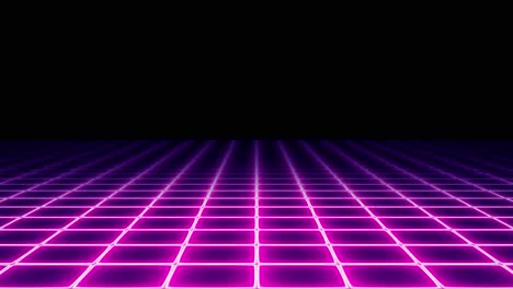 Ein-Rosafarbenes-Elektrisches-Neongitter-Im-Vaporwave-Stil-Der-1980er-Jahre,-Das-Sich-Auf-Den-Betrachter-Zubewegt