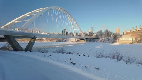 Puente-Walterdale-Edmonton-Alberta-En-Invierno-Helado