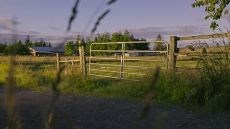 Einfahrtstor-Zum-Ackerland-Bei-Sonnenuntergang