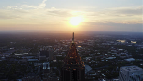 Lighting-Spire-at-Bank-of-America-Tower-at-sunset-time