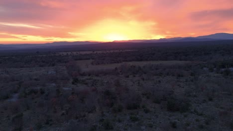 Twilight-Descends-on-Languedoc-Wilderness---aerial-fly-over