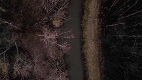 The-meandering-loosahatchie-river-amidst-barren-trees,-in-tennessee,-overcast-day,-aerial-view