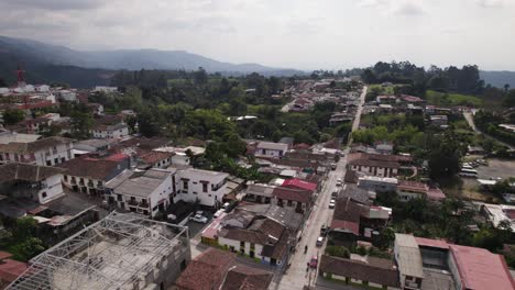 Aerial-View-of-Salento's-Colonial-Charm,-Colombia---aerial