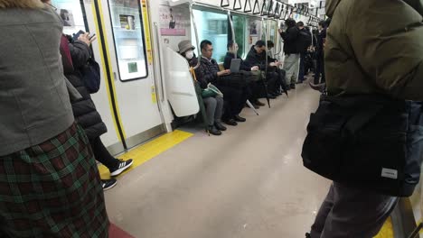 View-inside-the-moving-train-in-Japan-on-the-rainy-days