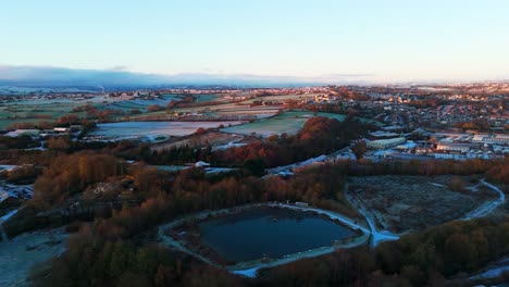 Amanecer-En-Una-Mañana-De-Invierno-Muy-Fría-En-Yorkshire,-Reino-Unido