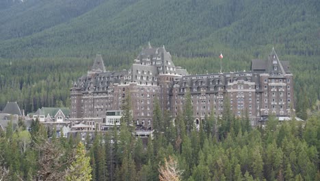 Canadian-Flag-Flying-On-Top-Of-Fairmont-Hotel-Alberta-On-May-10,-2023