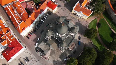 old-town,-Alexander-Nevsky-Cathedral-of-Tallinn,-Estonia,-drone,-city-center