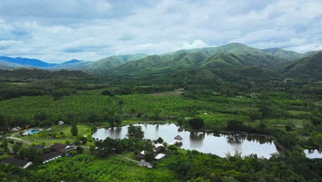 Thailand's-Beautiful-Landscape-and-Lake-with-Green-Mountainous-Valleys-in-Ratchaburi