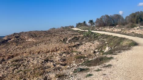 jogging-next-to-sea,-Cyprus,-Paphos