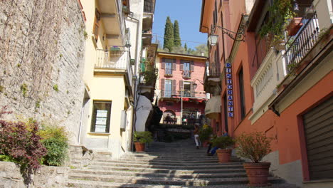 Concrete-Steps-On-The-Upper-Town-In-Bellagio,-Lake-Como,-Lombardy,-Italy,-Europe