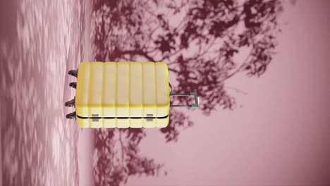 luggage-suitcase-with-nature-plant-tree-summer-breeze-on-background-concept-of-travel-holiday-and-remote-working-rendering-animation-vertical