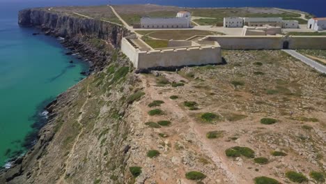 Toma-Aérea-De-Drones-Del-Castillo-De-Sagres,-Algarve-En-Portugal.