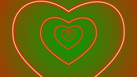 Herz-Romantik-Liebe-Animation-Valentinstag-Neonlicht-Tunnel-Portal-Visueller-Effekt-Hintergrund-Abstrakt-Farbe-Grün-Braun