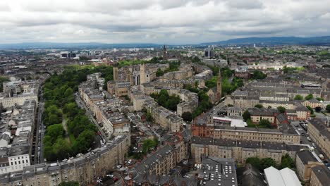 Bird's-Eye-View-of-Glasgow-Residential-Districts-Scotland,-United-Kingdom