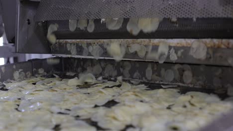 pov-shot-close-up-een-Potato-chips-are-falling-on-the-conver-and-are-falling-off-the-conver-belt